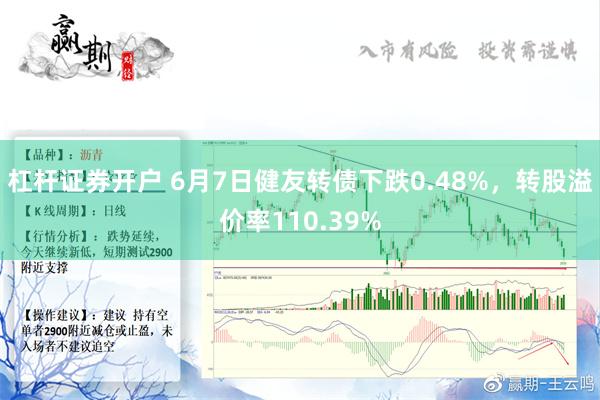 杠杆证券开户 6月7日健友转债下跌0.48%，转股溢价率110.39%