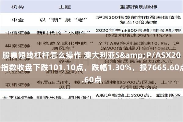 股票短线杠杆怎么操作 澳大利亚S&P/ASX200指数收盘下跌101.10点，跌幅1.30%，报7665.60点