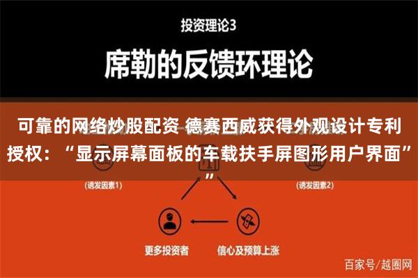 可靠的网络炒股配资 德赛西威获得外观设计专利授权：“显示屏幕面板的车载扶手屏图形用户界面”