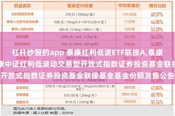 杠杆炒股的app 泰康红利低波ETF联接A,泰康红利低波ETF联接C: 泰康中证红利低波动交易型开放式指数证券投资基金联接基金基金份额发售公告