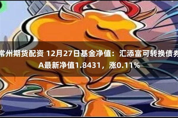 常州期货配资 12月27日基金净值：汇添富可转换债券A最新净值1.8431，涨0.11%